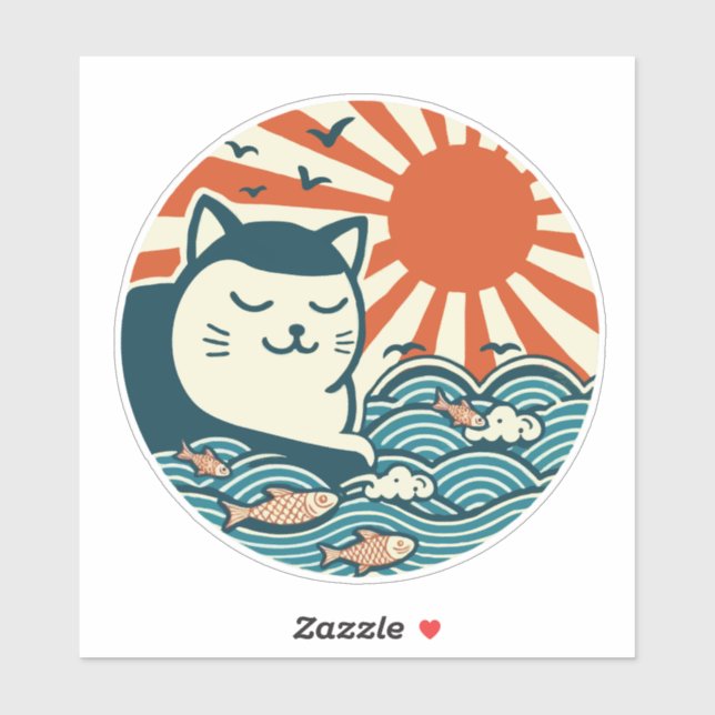 Japanese Art Cat Sticker (Sheet)