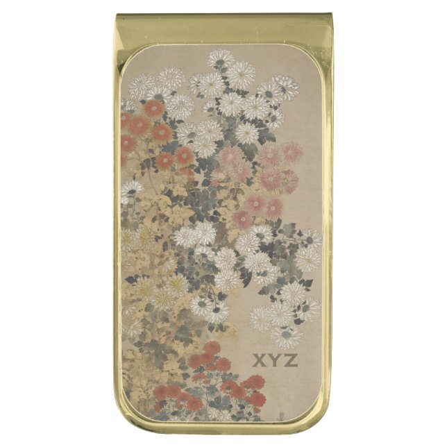 Japanese Art custom monogram money clip (Front Vertical)