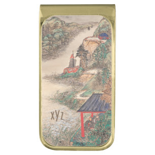 Japanese Art custom monogram money clip