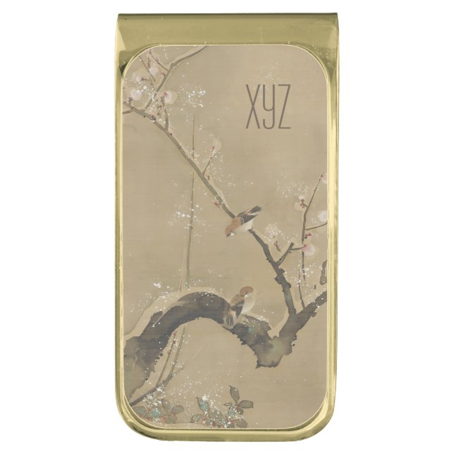 Japanese Art custom monogram money clip (Front Vertical)