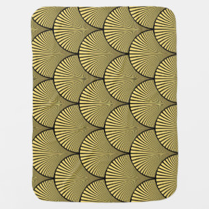 Japanese Art Deco: Black Gold Design Baby Blanket