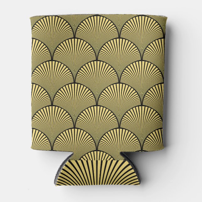 Japanese Art Deco: Black Gold Design Can Cooler (Front)