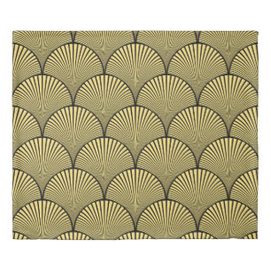Japanese Art Deco: Black Gold Design Duvet Cover