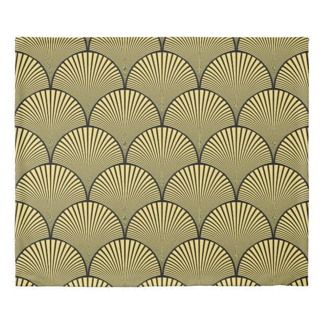 Japanese Art Deco: Black Gold Design Duvet Cover (Front)