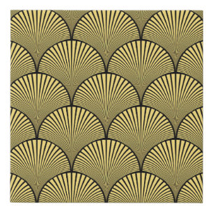 Japanese Art Deco: Black Gold Design Faux Canvas Print