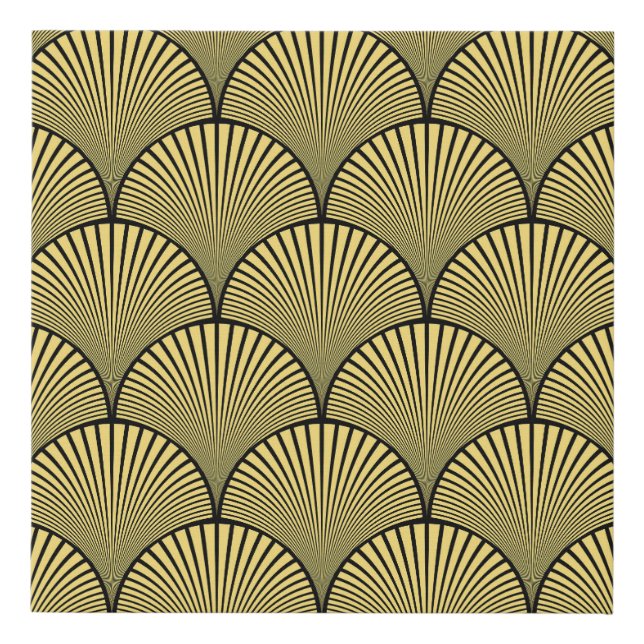 Japanese Art Deco: Black Gold Design Faux Canvas Print (Front)