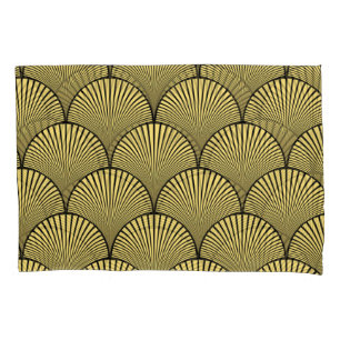 Japanese Art Deco: Black Gold Design Pillow Case