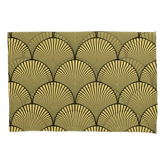 Japanese Art Deco: Black Gold Design Pillow Case (Front)