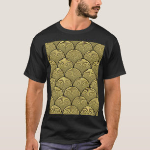 Japanese Art Deco: Black Gold Design T-Shirt