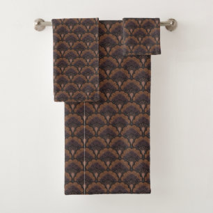 Japanese art deco style - Chocolate Bath Towel Set
