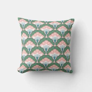 Japanese art deco style_ Tropical Throw Pillow