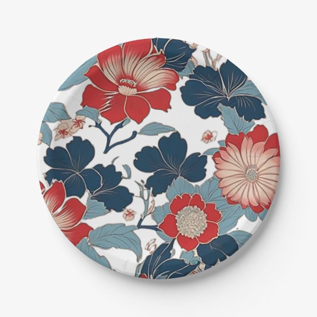 Japanese Art Design Paper Plates (Front)