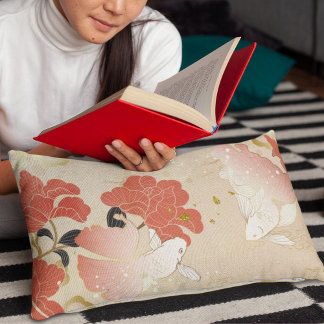 Japanese Art Floral Lumbar Pillow