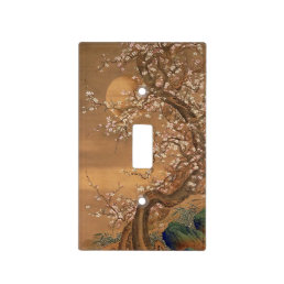 Japanese Art Full Moon Gold Tree Blossoms Light Switch Cover