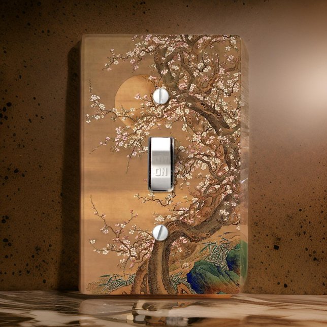 Japanese Art Full Moon Gold Tree Blossoms Light Switch Cover (Creator Uploaded)