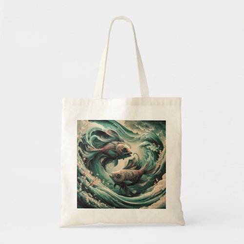Japanese Art Inspired Fish Tote Bag