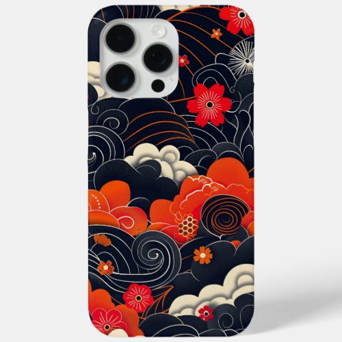 Japanese art japandi wave vintage style iPhone 15 pro max case