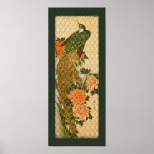 Japanese Art Peacock And Flowers  Poster
