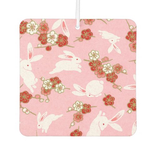 Japanese Art Pink Sakuras  Rabbits Car Air Freshener