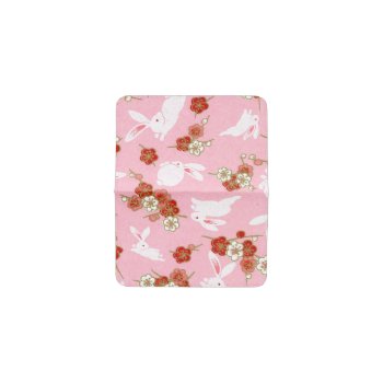 Japanese Art: Pink Sakuras & Rabbits Card Holder by surfsprite at Zazzle