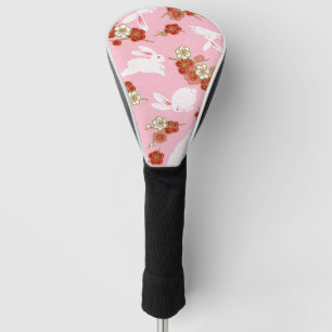 Japanese Art: Pink Sakuras & Rabbits Golf Head Cover