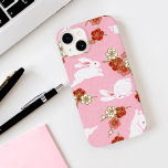 Japanese Art Pink Sakuras &amp; Rabbits Iphone 14 Case at Zazzle