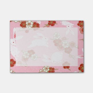 Japanese Art: Pink Sakuras & Rabbits