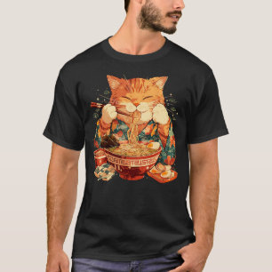 Japanese Art Ramen Cat Ninja Ukiyo-e Anime Style S T-Shirt