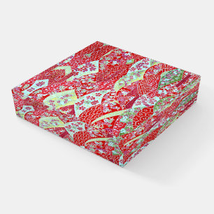 Japanese Art Red Floral Origami Yuzen Paperweight