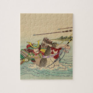 Japanese Art - Samurai Attacking From A River Jigsaw Puzzle