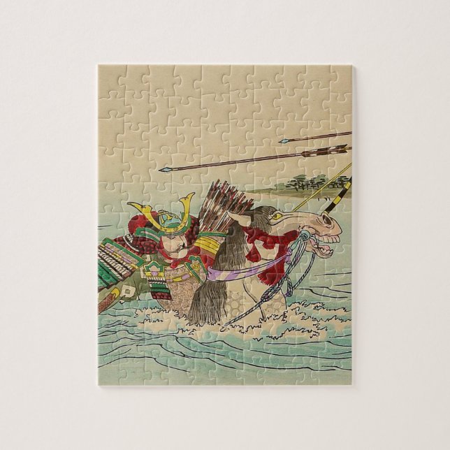 Japanese Art - Samurai Attacking From A River Jigsaw Puzzle (Vertical)