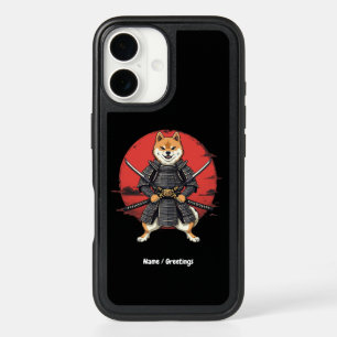 Japanese Art Shiba Inu Samurai Graphic Design iPhone 16 Case