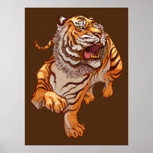 Japanese Art Style Tiger Poster