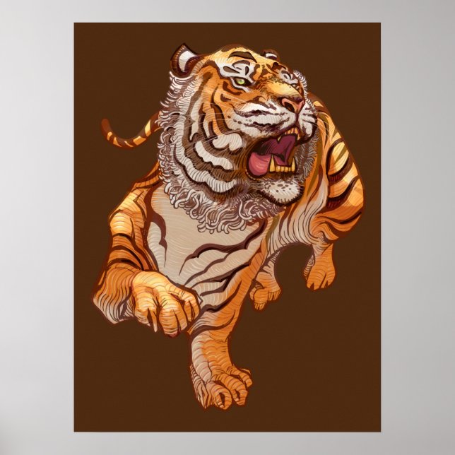 Japanese Art Style Tiger Poster (Front)
