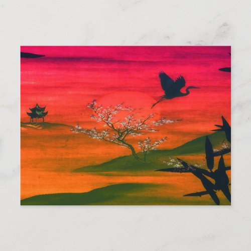 JAPANESE ART SUNSET POSTCARD