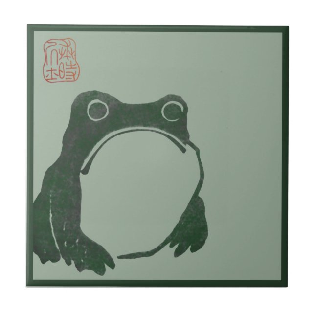Japanese art ukiyo frog ceramic tile (Front)