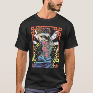 Japanese Artwork Geisha Snake Flower T-Shirt