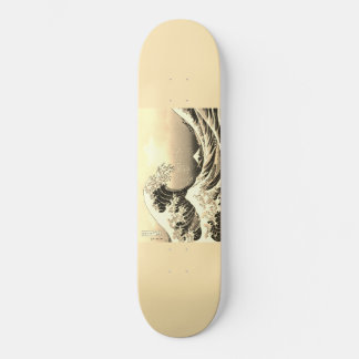 Japanese artwork painting wave, skateboard