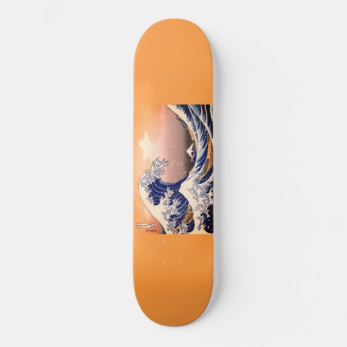 Japanese artwork painting wave skateboard