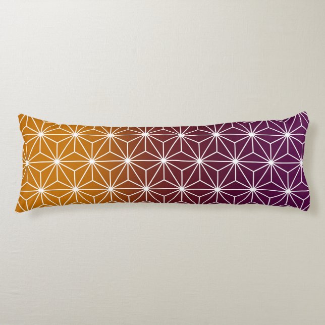 Japanese Asanoha Burgundy & Gold Body Pillow (Front)