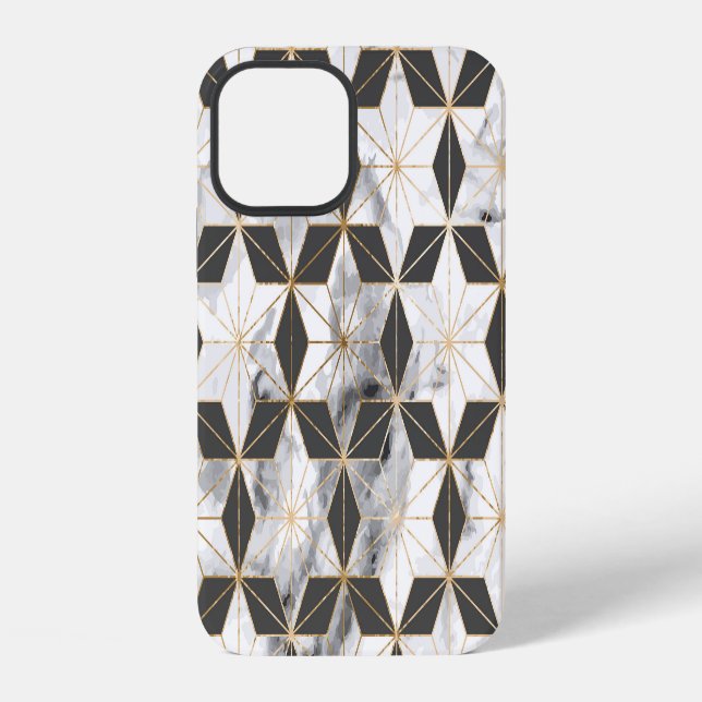 Japanese Asanoha: Gold Marble Pattern. Iphone Case (Back)