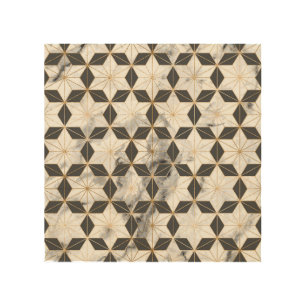 Japanese Asanoha: Gold Marble Pattern. Wood Wall Art