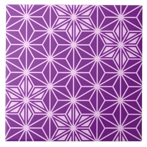 Japanese Asanoha or Star Pattern amethyst purple Ceramic Tile