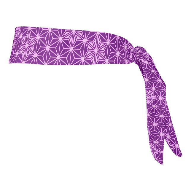 Japanese Asanoha or Star Pattern, Amethyst Purple Tie Headband (Rotate 90)