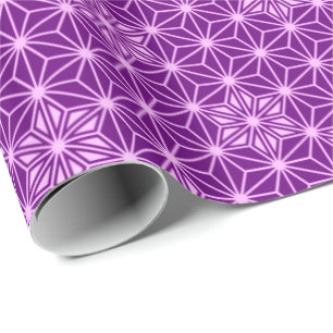 Japanese Asanoha or Star Pattern, amethyst purple Wrapping Paper