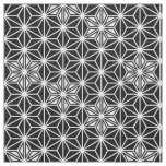 Japanese Asanoha or Star Pattern, black and white Fabric