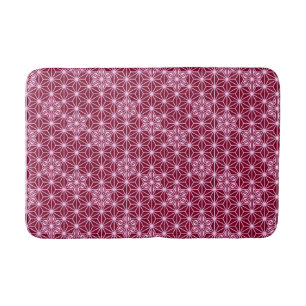 Japanese Asanoha or Star Pattern - burgundy Bathroom Mat