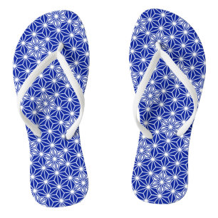 Japanese Asanoha or Star Pattern,  cobalt blue Flip Flops