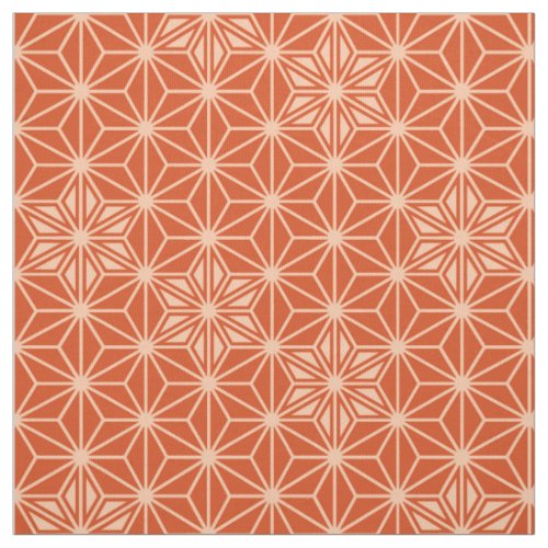 Japanese Asanoha or Star Pattern coral orange Fabric