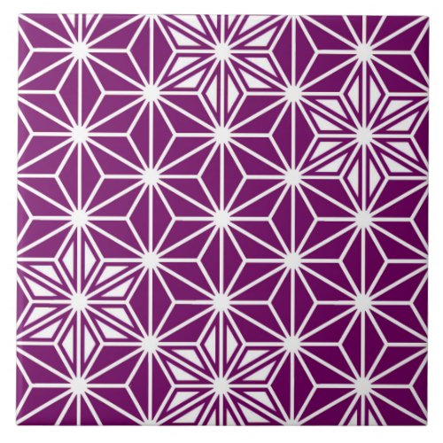 Japanese Asanoha  or Star Pattern eggplant purple Tile